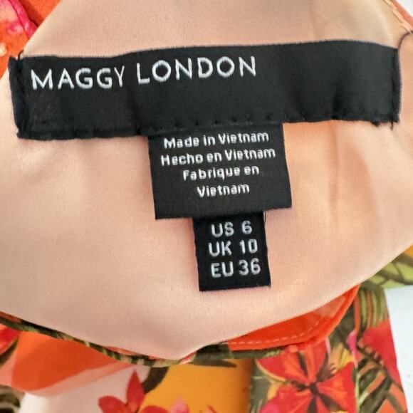 Maggy London Tropical Floral Halter Midi Dress Sz 6 Multicolor Hawaiian Wedding - Picture 10 of 12